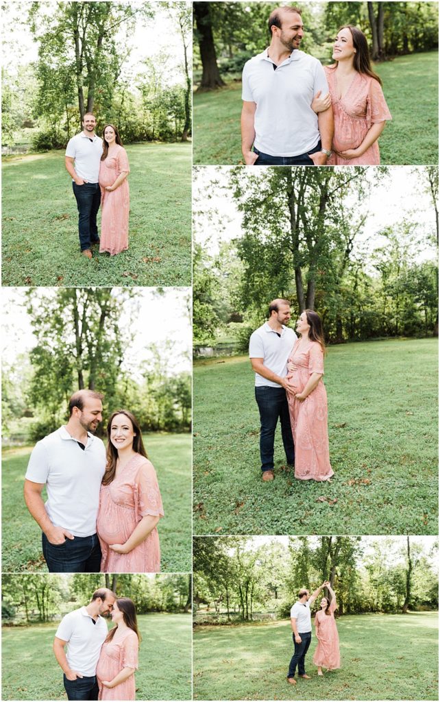 Baby girl Maternity session at Packanack Lake in Wayne NJ  shot by Renee Ash Photography,  Sussex County NJ family Photographer Pink Blush Maternity gown