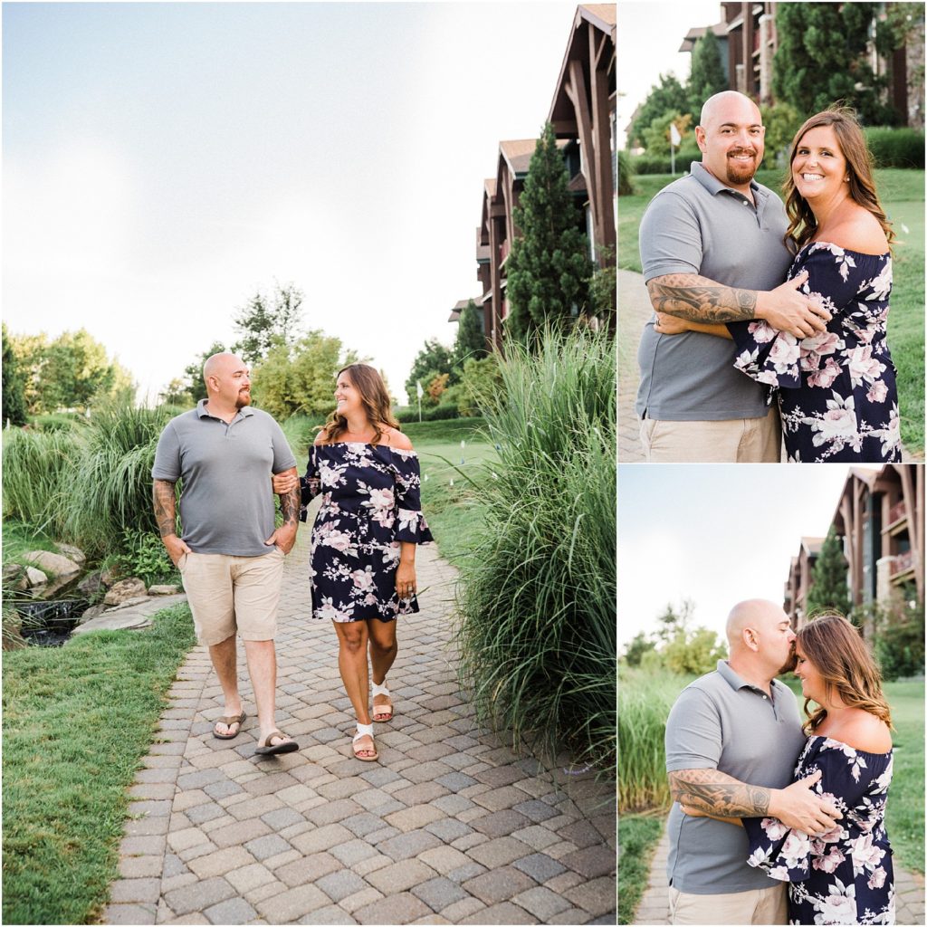 Grand cascades Lodge at crystal Springs Resort, Vernon NJ. Weekend summer getaway. Engagement  photo session with renee Ash Photography 