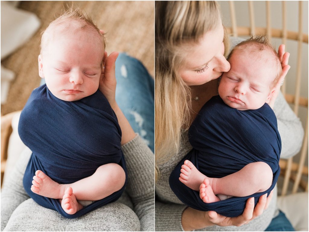 boho lifestyle newborn boy pictures in studio. Renee Ash Photography Sussex County New Jersey newborn photographer