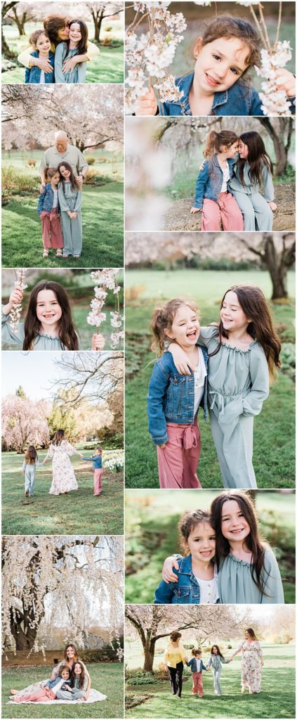 Spring Mom and Me pictures in the Spring cherry blossoms in New Jersey. Baltic born dress and bailey's blossoms outfits. by Renee Ash Photography