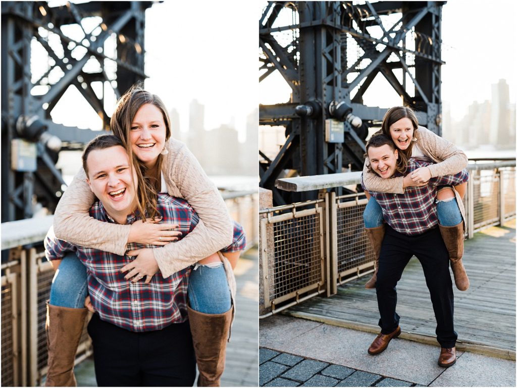 Fun Engagement pictures at Gantry Plaza State Park. NYC engagement by Renee Ash Photography NJ wedding photographers