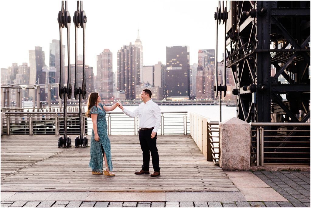 Romantic Engagement photos on the pier  in Long Island City NY. NYC engagement by Renee Ash Photography NJ wedding photographers