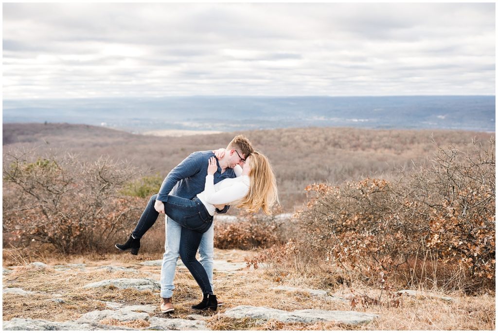 mountain top sunset adventure engagement photos at High Point State Park  Sussex County NJ by Renee Ash Photography