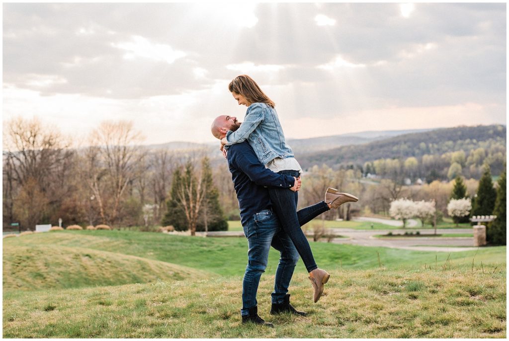  mountain view engagement photos at Crystal Springs Resort in Sussex County NJ by Renee Ash Photography