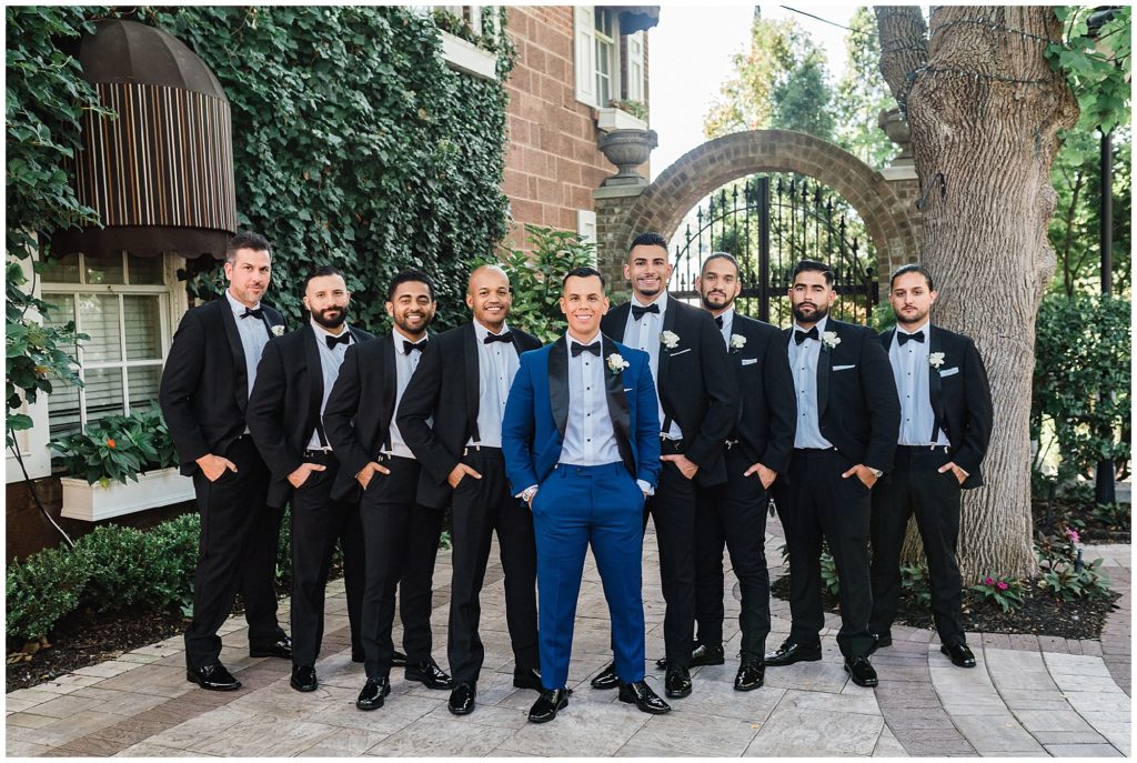 Groom and his Groomsmen on his wedding day at the Brownstone.  Renee Ash Photography