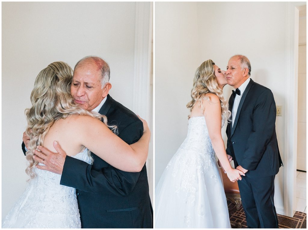 Father and Daughter first look at her wedding at the Brownstone.  Renee Ash Photography