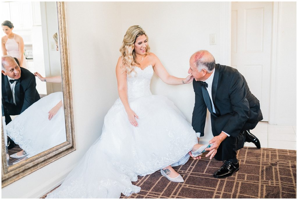 Father and Bride getting ready the day of her wedding at the Brownstone.  Renee Ash Photography