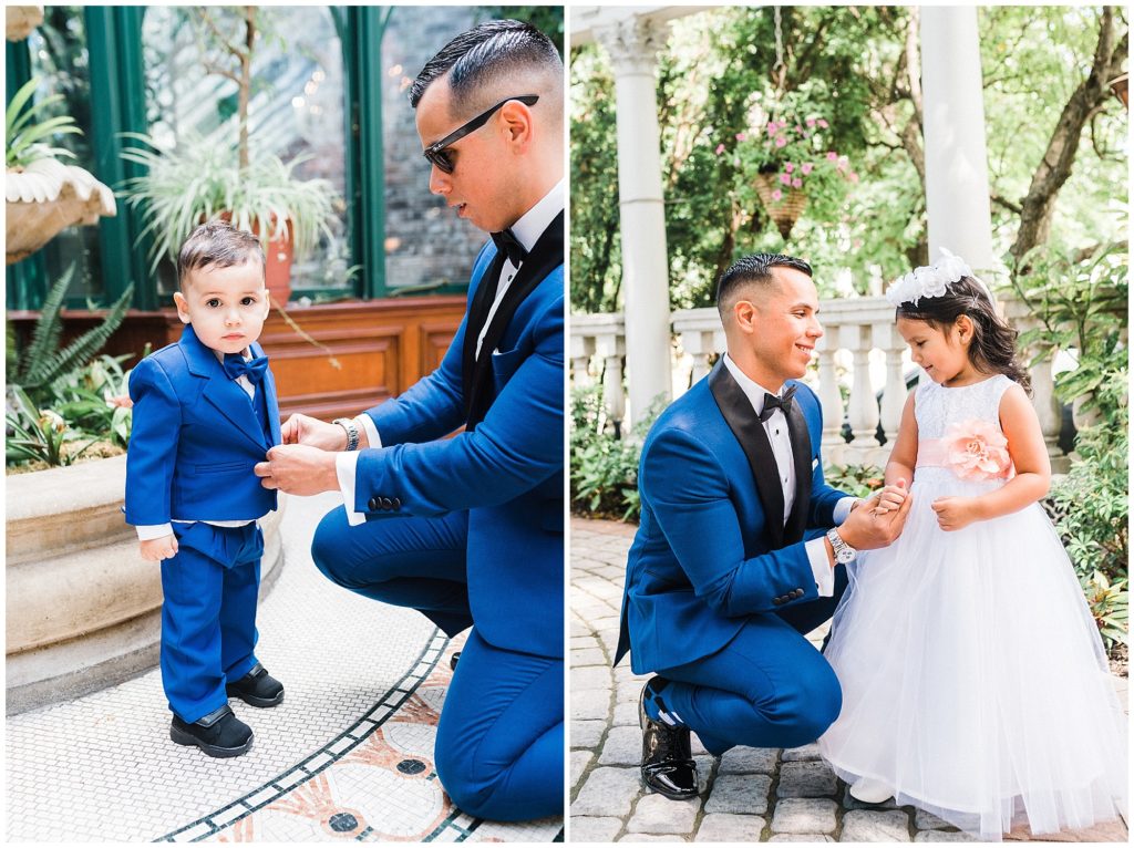 daddy daughter first look photos in the courtyard at the Brownstone.  Renee Ash Photography