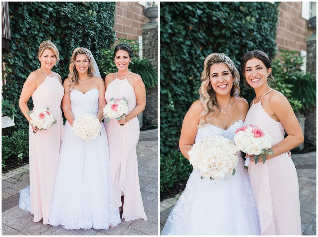 Bride and her bridesmaids, maid of honor, and matron of honor on her wedding day at the Brownstone.  Renee Ash Photography