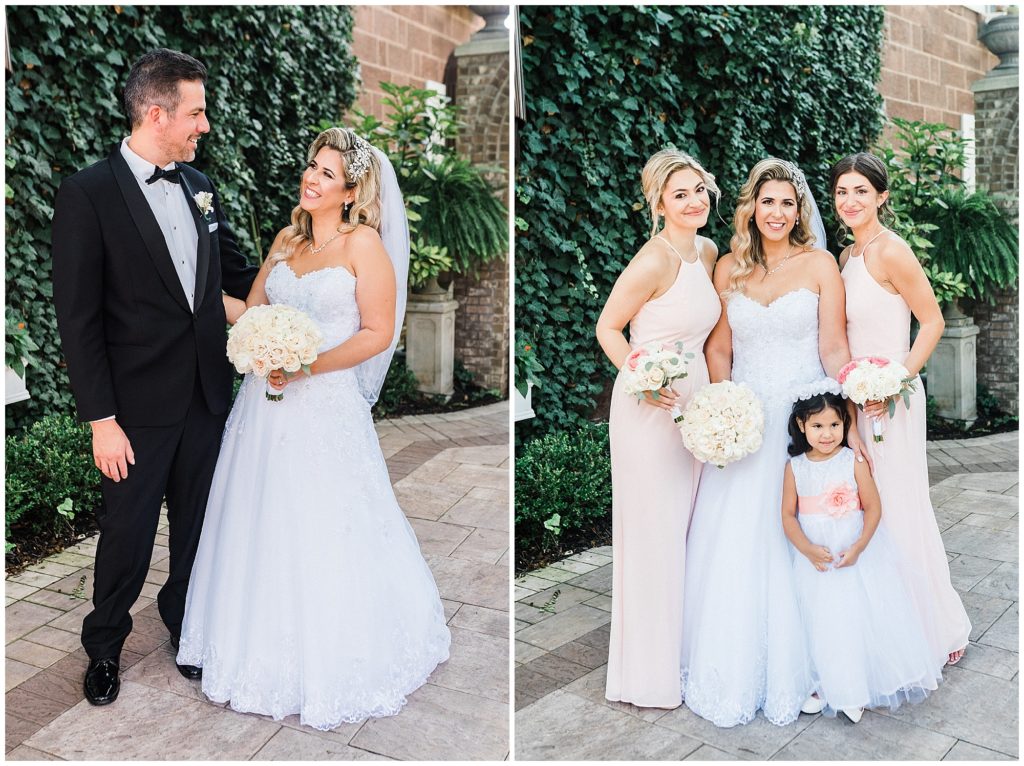 Bride and her daughter flower girl, and her siblings on her wedding day at the Brownstone.  Renee Ash Photography