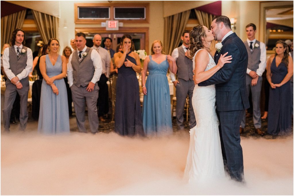 first dance with bride and groom at black bear golf club wedding 