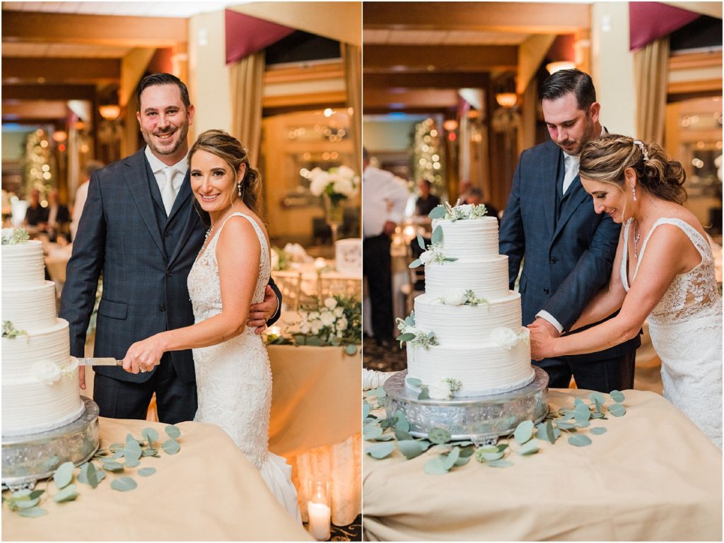 Black Bear Golf Club Wedding bride and groom cutting the cake