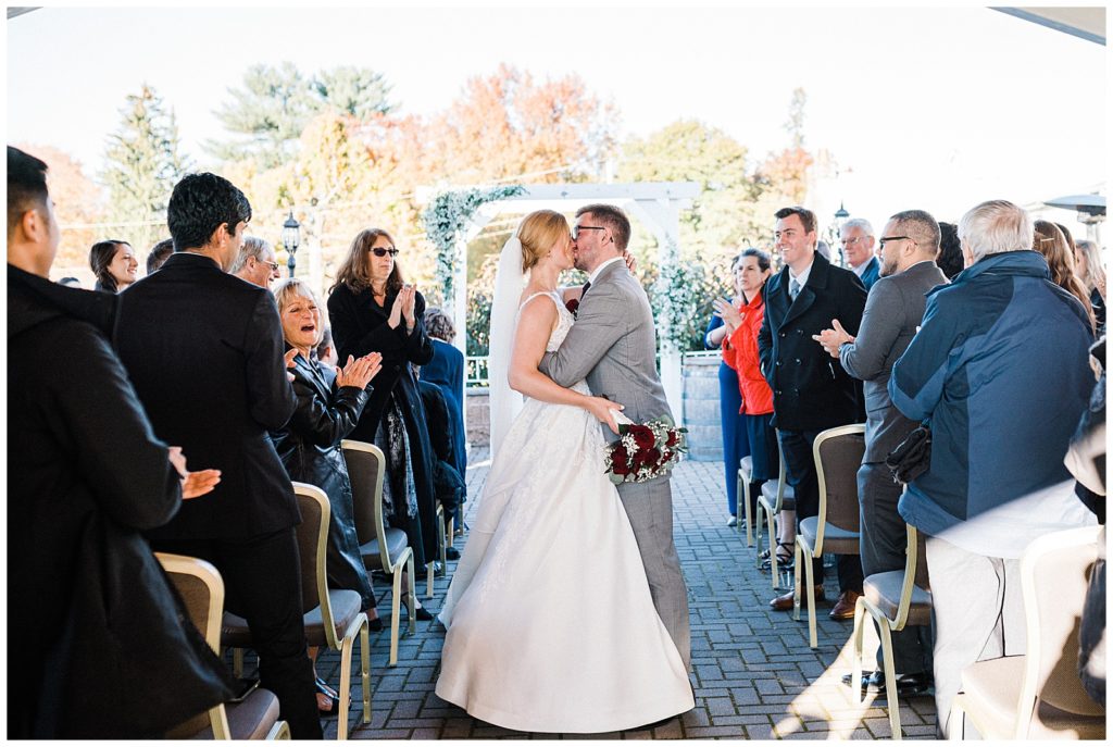 ceremony at a fall wedding at the club at picatinny wedding by Renee Ash Photography Sussex County NJ wedding photographer 