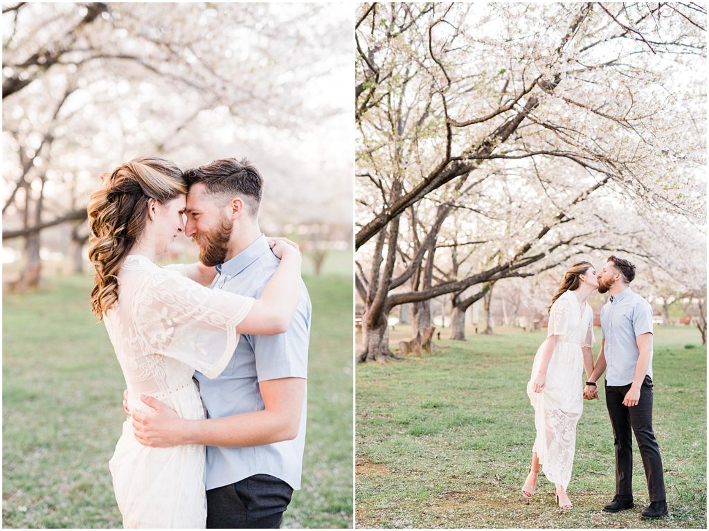 Warren County engagement photos in the cherry blossoms with Renee Ash Photography 