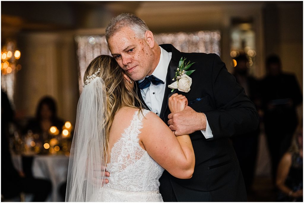 Father daughter first dance at The Olde Mill Inn Wedding Venue in Northern NJ. Renee Ash Photography