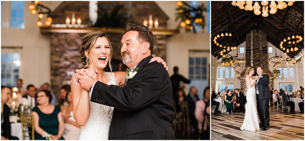 Bride and Father's first dance The coach house and the Ryland Inn Winter wedding. by Renee Ash Photography