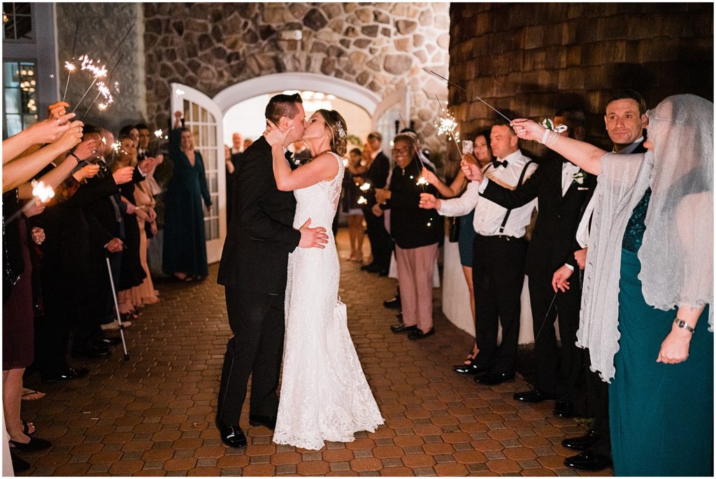Sparkler exit The coach house and the Ryland Inn Winter wedding. by Renee Ash Photography