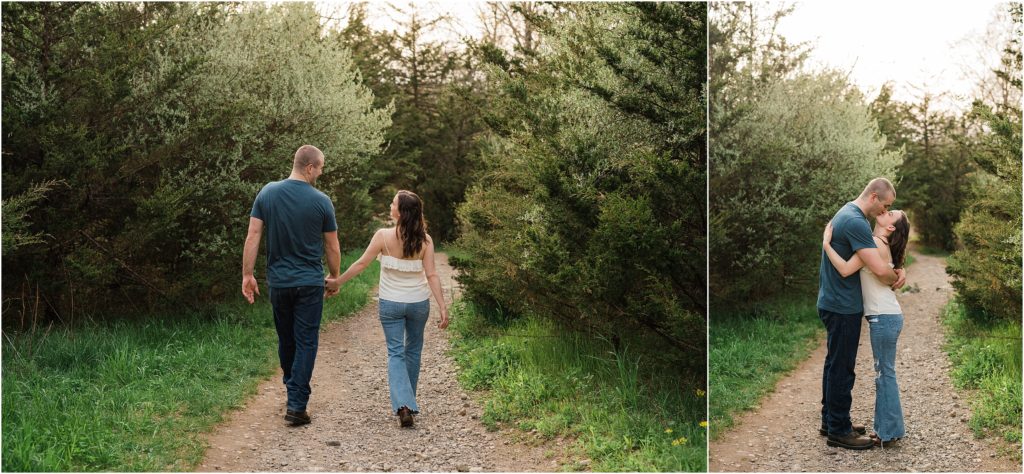 Sussex County wedding couple,  engagement photographer. Casual photo outfits for hiking in New Jersey. adventurous couples photo session. by Renee Ash Photography