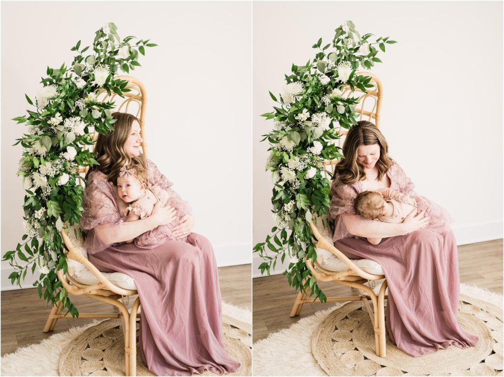 Boho breastfeeding nursing motherhood photo session in Sussex County New Jersey photographer. Renee Ash Photography