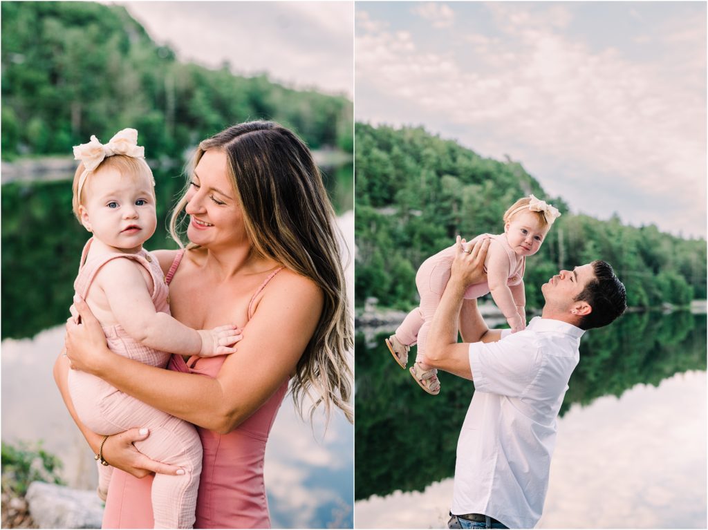 Family pictures in front of the lake At the Mohonk Mountain house in New York Renee Ash Photography