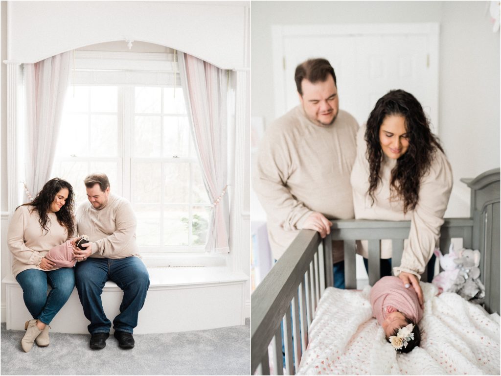 Parents and baby pictures at home newborn photoshoot. Simple newborn photography. New Jersey Newborn photographer. | Renee Ash Photography