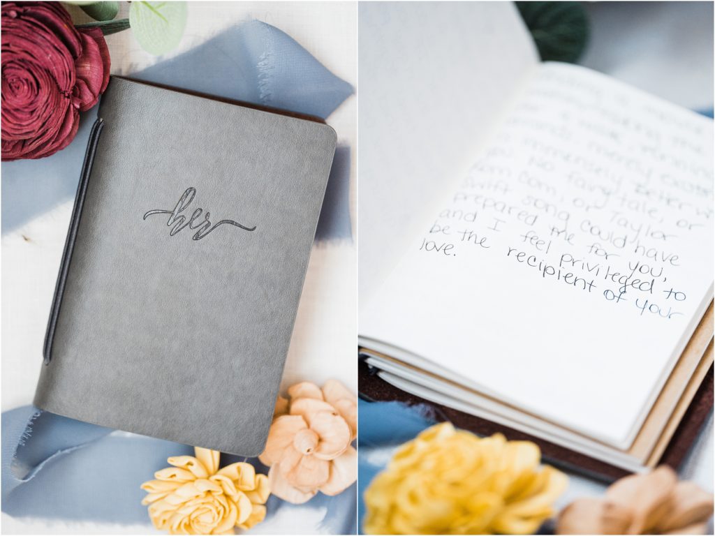 Personal vow books for wedding day details. New Jersey wedding photographer. 