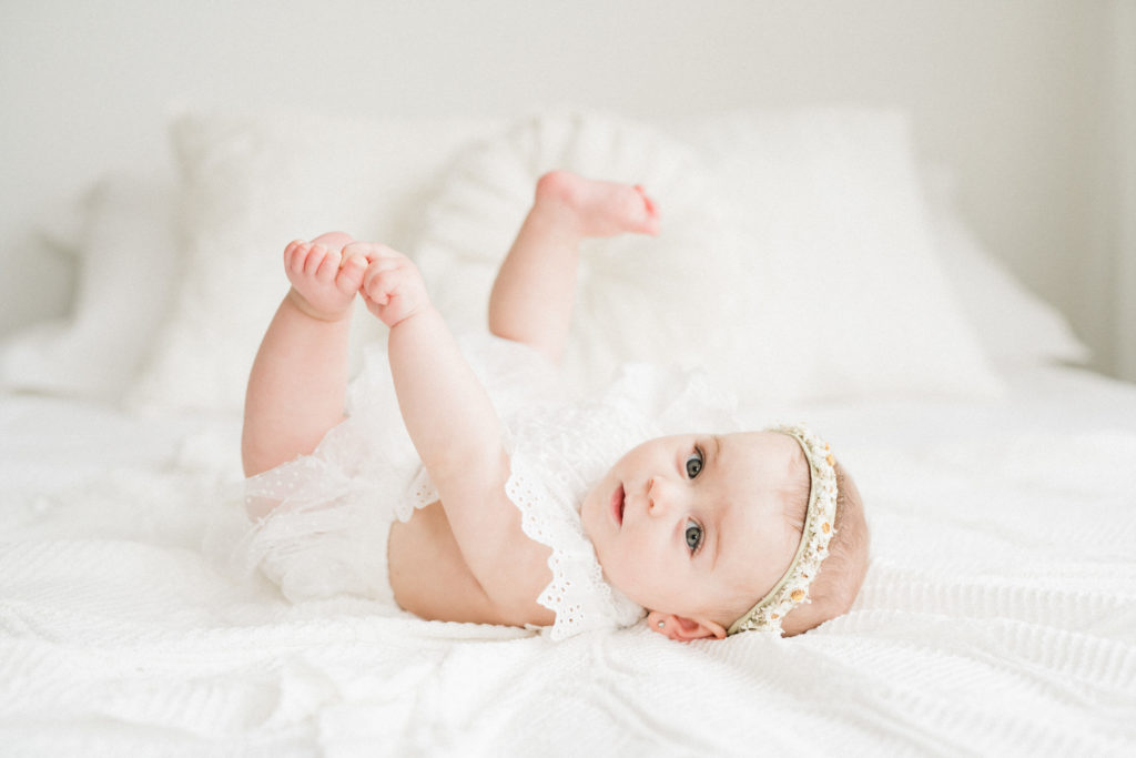 New Jersey baby milestone photographer. Lafayette NJ photographer. Simple timeless white baby pictures. Renee Ash Photography