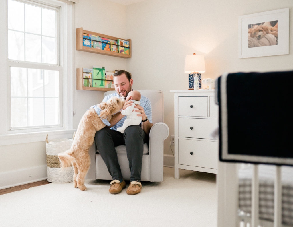newborn pictures with my dog. Sussex county NJ newborn photographer