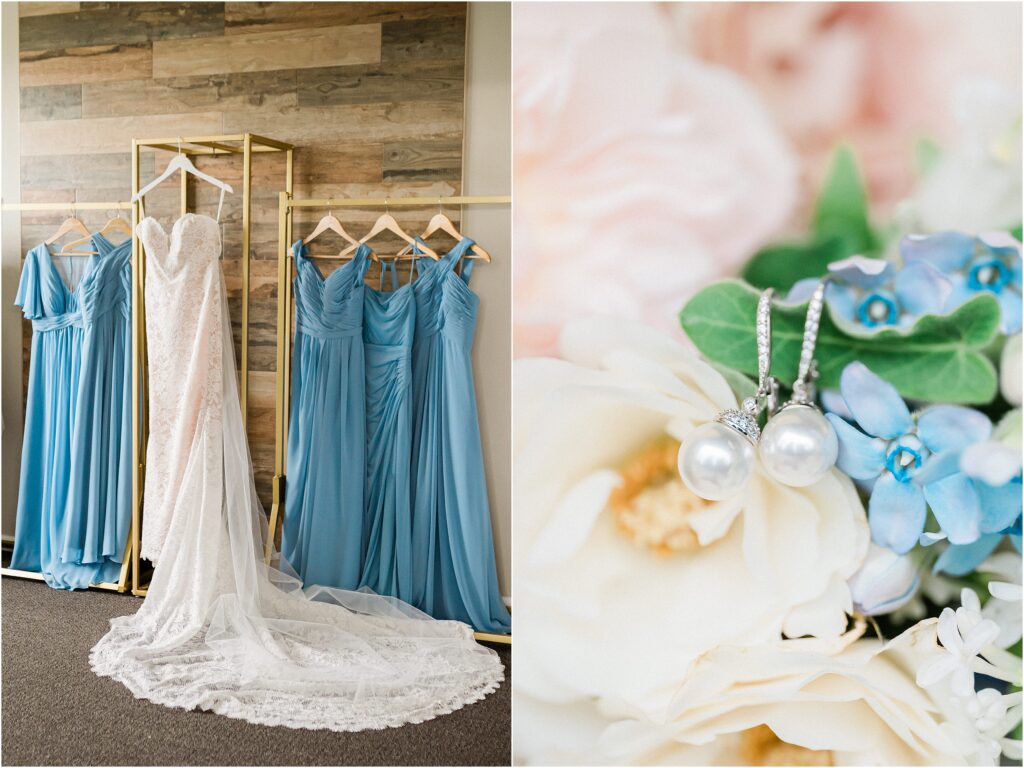 Red Tail lodge at Mountain creek wedding  sussex county NJ wedding. Whisper and Brook Florist. Blue Azazie bridesmaids dresses.  Renee Ash Photography