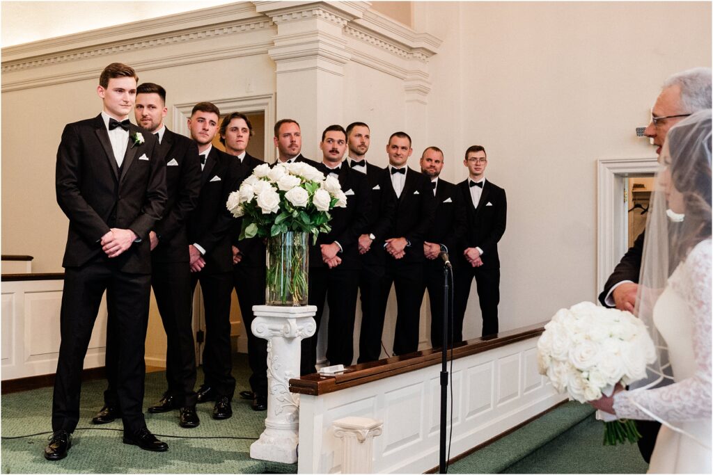 Reformed baptist church of Lafayette wedding. Traditional black and white wedding by Renee ash photography