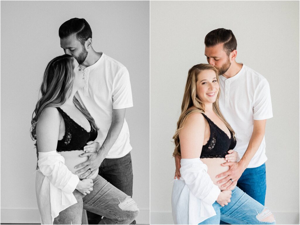 casual bra and jeans boudoir style light and airy Northern New jersey Maternity photographer. Lake Mohawk  NJ Renee Ash Photography The Shoppes at Lafayette. 