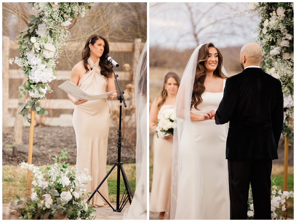 outdoor ceremony at The Barn at Villa Venezia Goshen NY wedding photographer