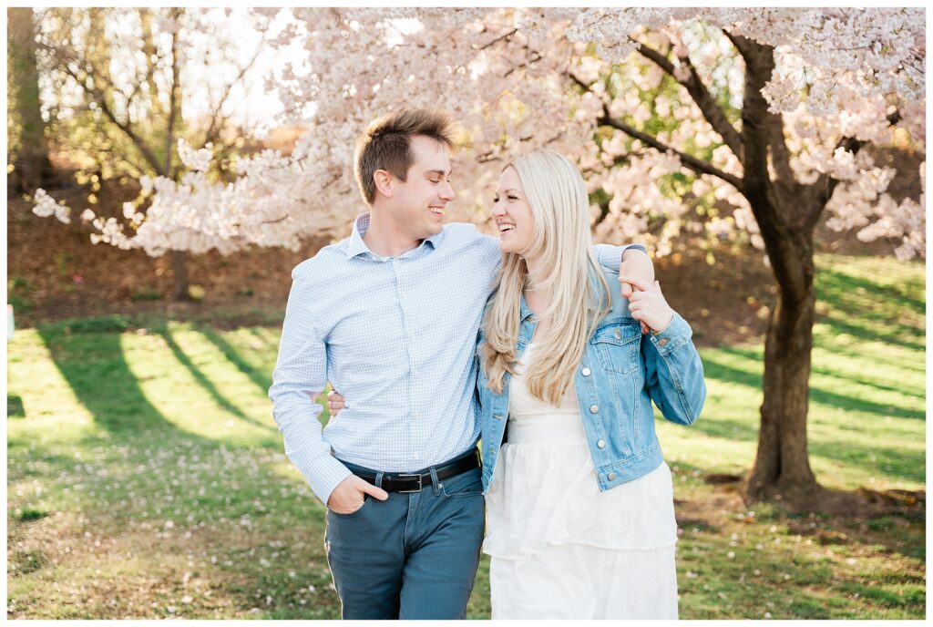 Romantic Spring Engagement Session in New Jersey with the sweetest newly engaged couple at Branch Brook Park!