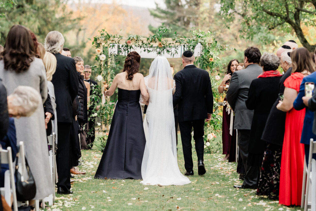 Jewish Wedding ceremony space with a chuppah at the NJ Skylands Manor Botanical Gardens fall wedding Renee Ash Photography
