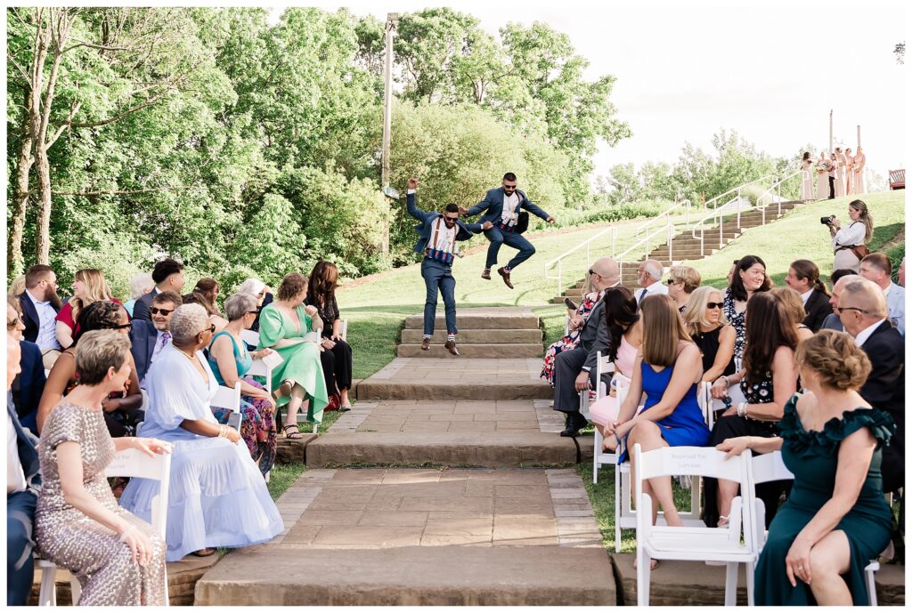 Beer boys instead of flower girls. Red Tail Lodge Wedding at Mountain Creek in Vernon NJ Ski resort mountain top wedding ceremony