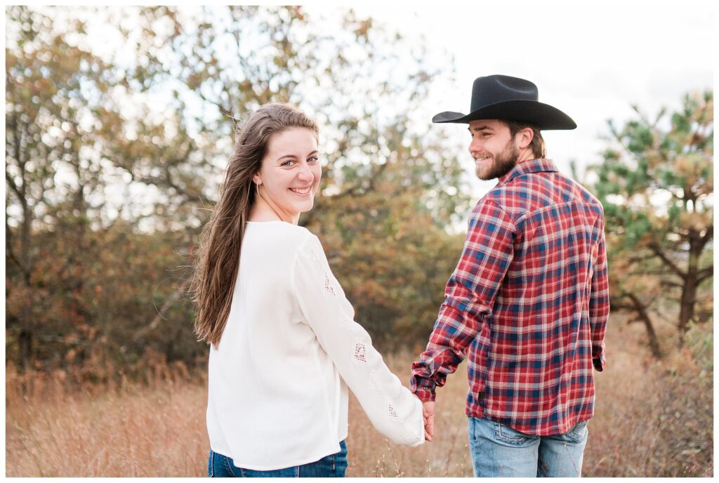 Yellowstone inspired Cowboy hat Mountain Top Engagement Photos at High Pint State Park New Jersey