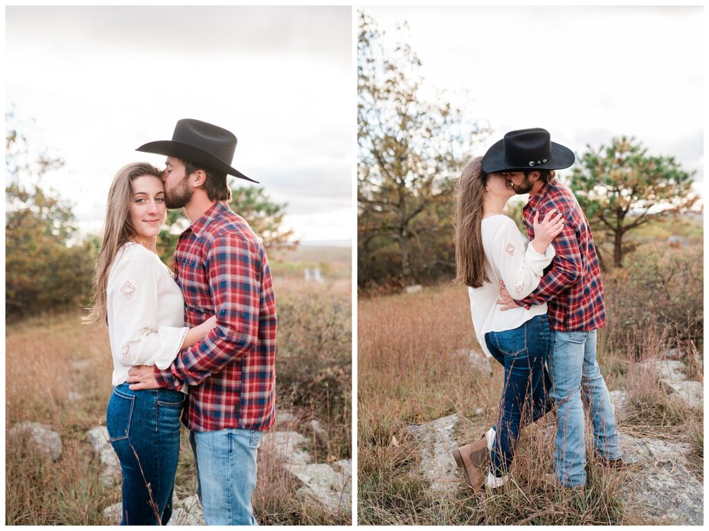 Yellowstone inspired Cowboy hat Mountain Top Engagement Photos at High Pint State Park New Jersey