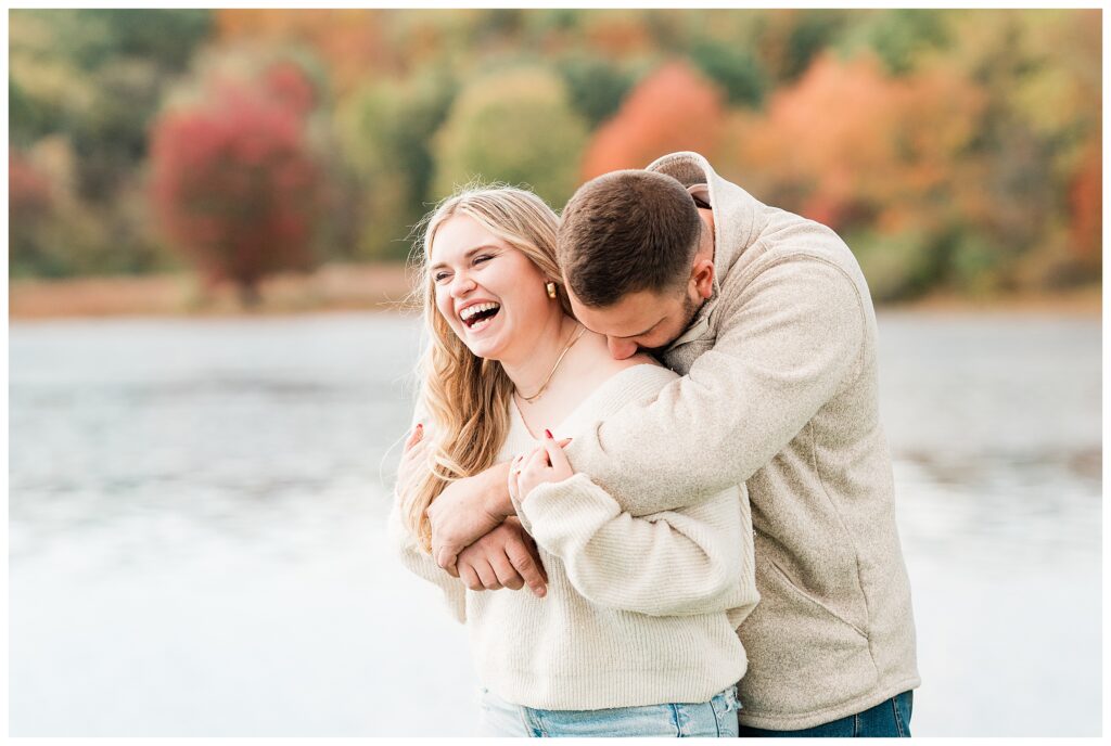 North Shore House Wedding Venue Engagement Photos on swartswood lake in northern nj