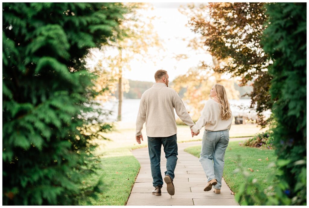 North Shore House Wedding Venue Engagement Photos on swartswood lake in northern nj