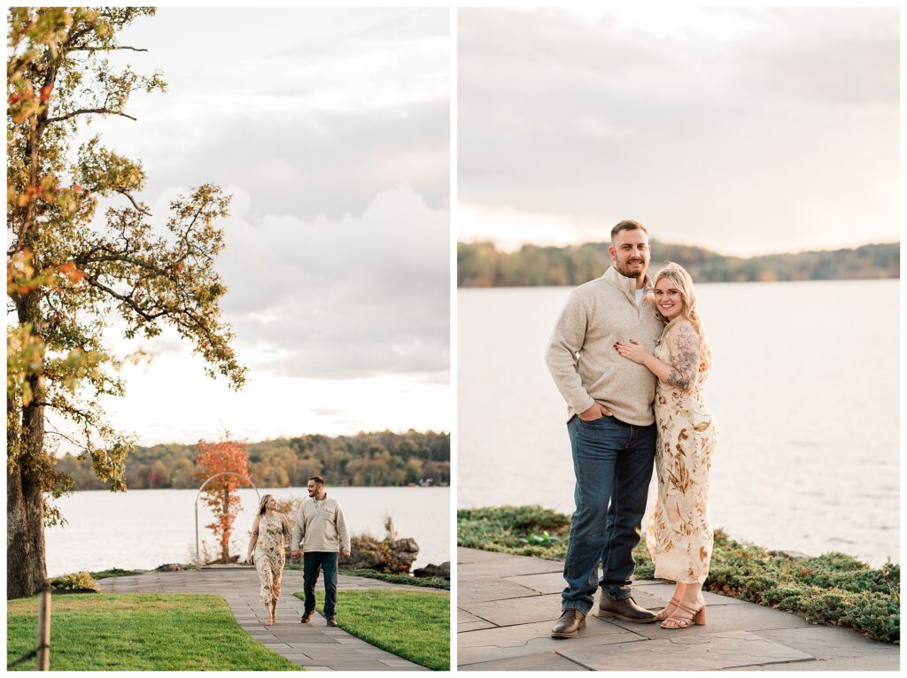 North Shore House Wedding Venue Engagement Photos on swartswood lake in northern nj