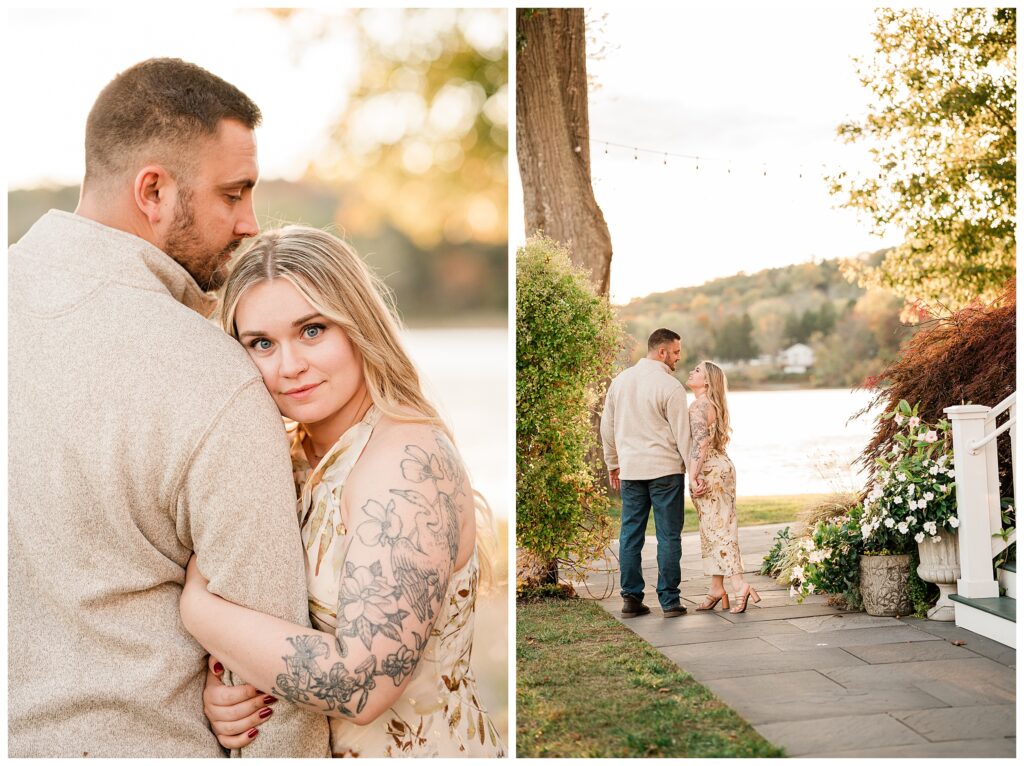 North Shore House Wedding Venue Engagement Photos on swartswood lake in northern nj