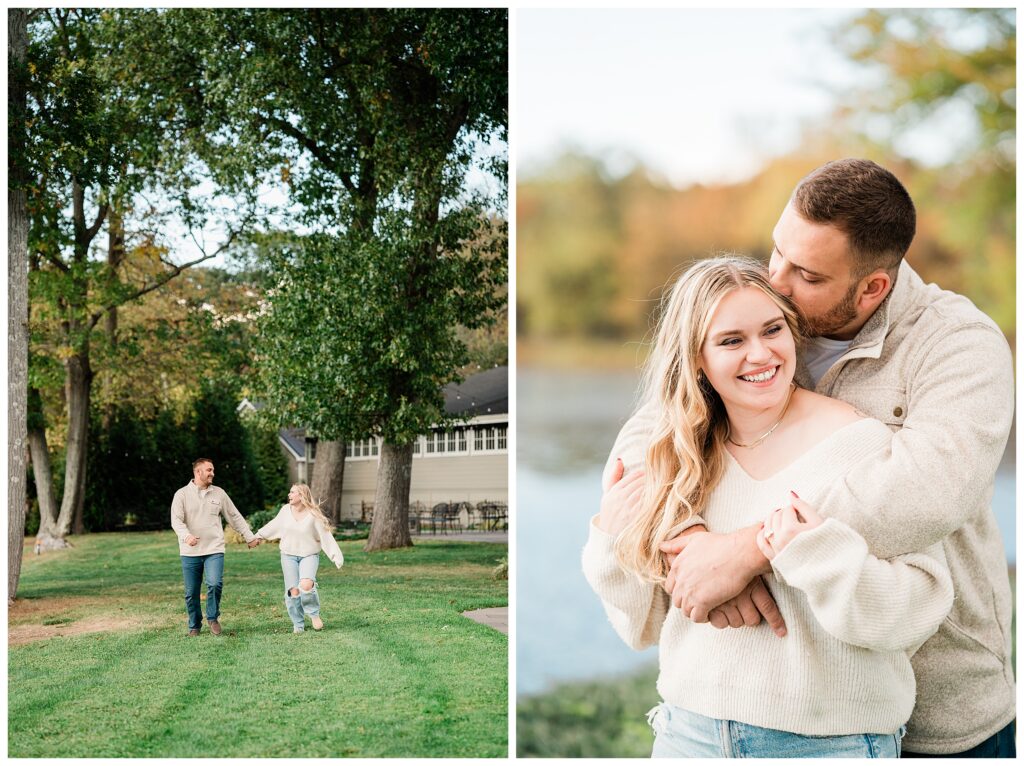 North Shore House Wedding Venue Engagement Photos on swartswood lake in northern nj