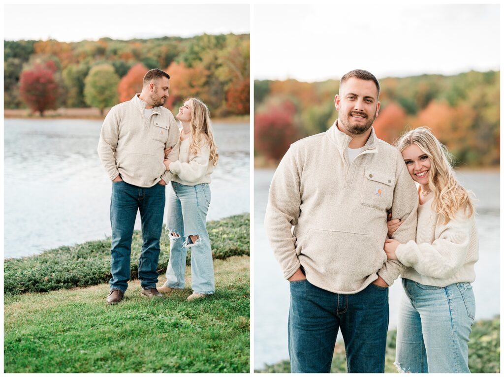 North Shore House Wedding Venue Engagement Photos on swartswood lake in northern nj