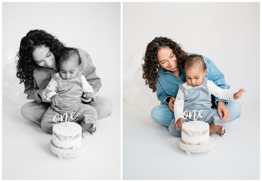 Mom and me Minimal First Birthday Photo Shoot in NJ 