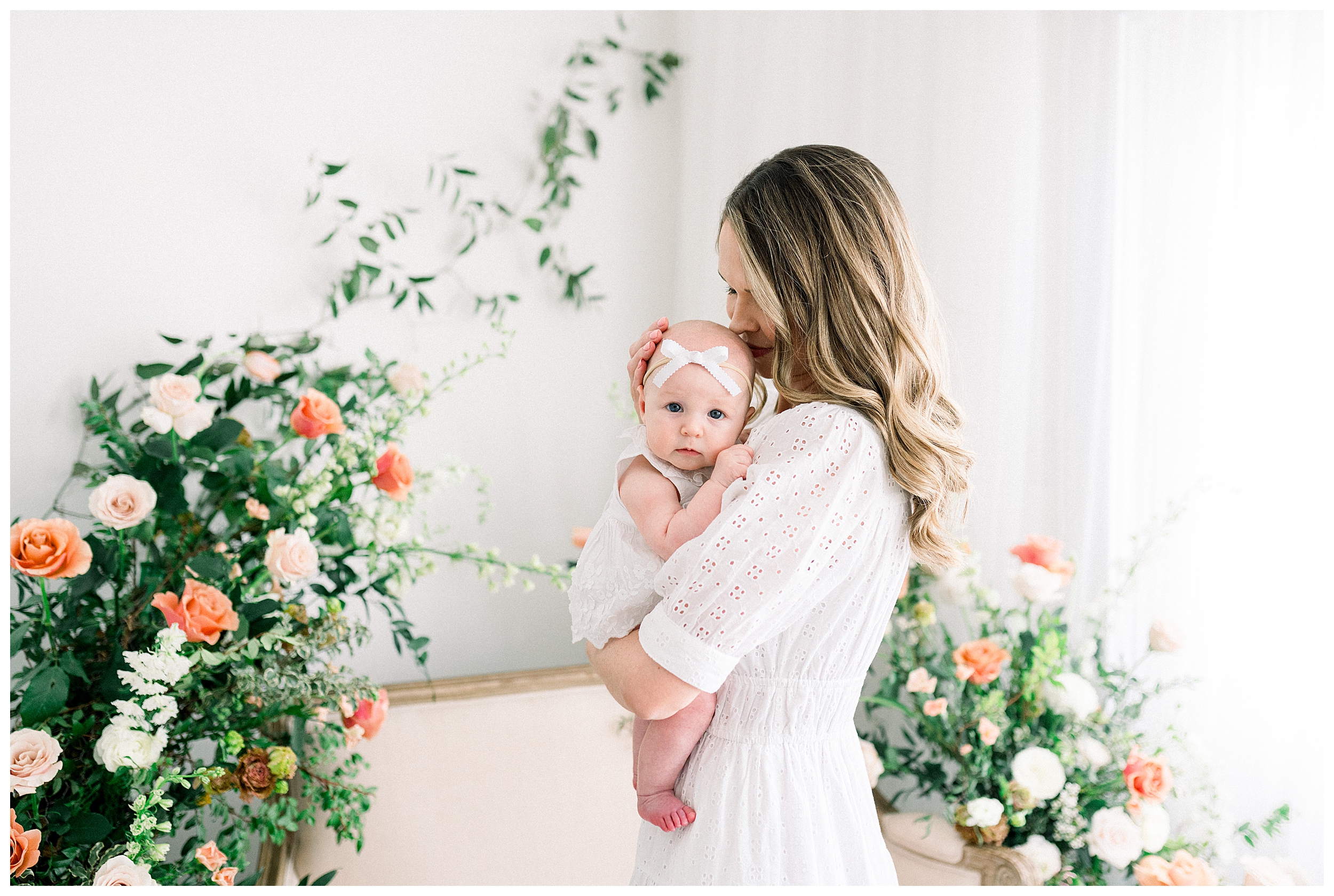 Mother's Day mom and me photoshoot with fresh florals in studio - Lafayette nj