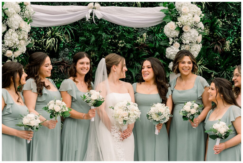 green bridesmaid dresses Perona Farms Wedding Photographer NJ Venue Guide