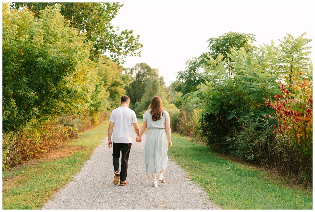 Engagement Photos in Sussex County featuring a nature preserve session with two outfits, champagne toasts, and a Waterloo Village wedding. Renee Ash Photography