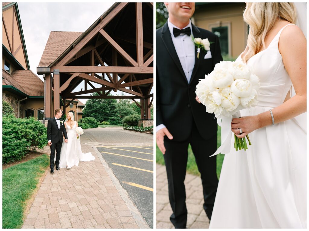 An elegant Crystal Springs Wedding at grand cascades lodge NJ. Garden ceremony, Emerald Ballroom reception, and golden hour portraits