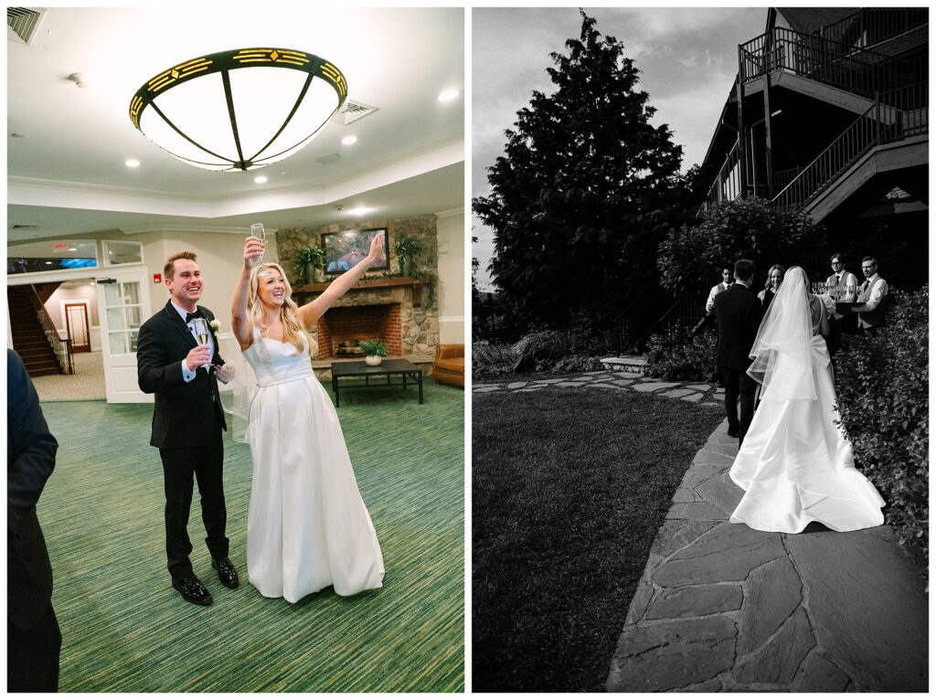 An elegant Crystal Springs Wedding at grand cascades lodge NJ. Garden ceremony, Emerald Ballroom reception, and golden hour portraits