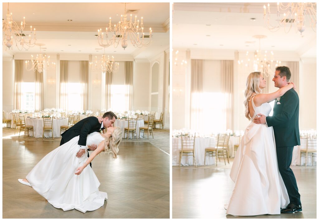 An elegant Crystal Springs Wedding at grand cascades lodge NJ. Garden ceremony, Emerald Ballroom reception, and golden hour portraits